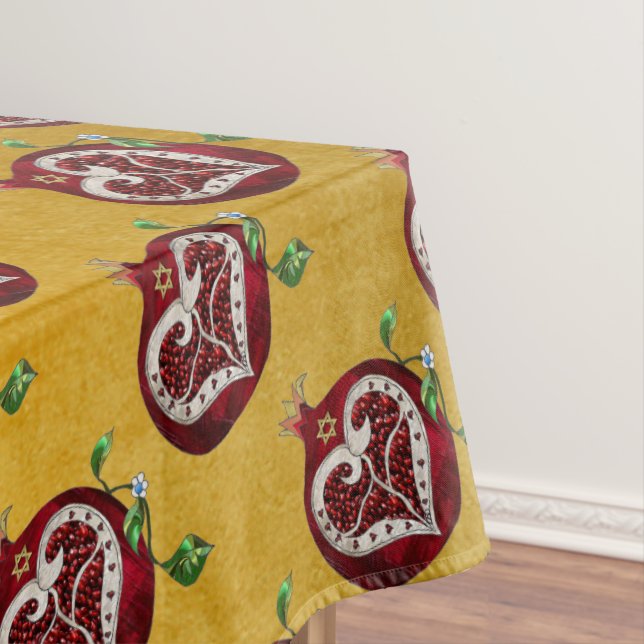 Judaika Pomegranate Heart Hanukkah Rosh Hashanah Tischdecke (Beispiel)