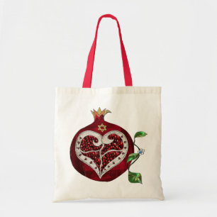 Judaika Pomegranate Heart Hanukkah Rosh Hashanah Tragetasche