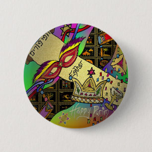 Judaika Purim Esther Celebration Art Print Button