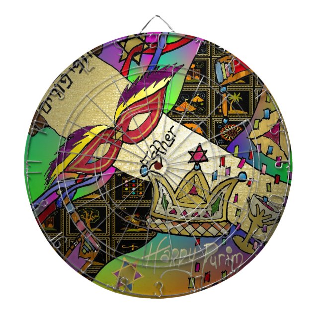 Judaika Purim Esther Celebration Art Print Dartscheibe (vorne)