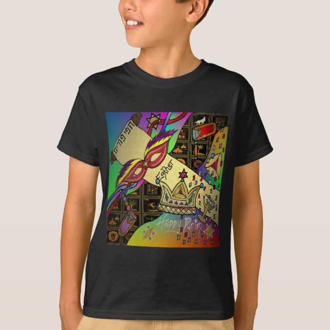 Judaika Purim Esther Celebration Art Print T-Shirt (Vorderseite)