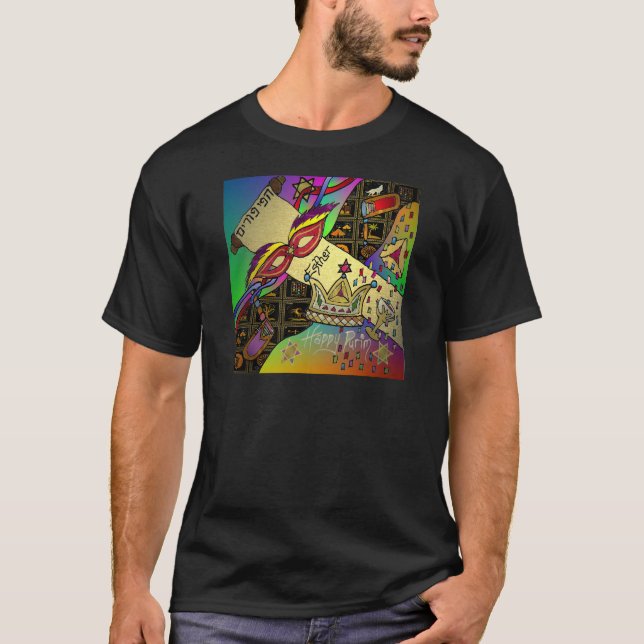 Judaika Purim Esther Celebration Art Print T-Shirt (Vorderseite)