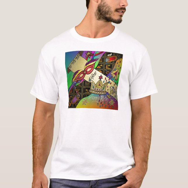 Judaika Purim Esther Celebration Art Print T-Shirt (Vorderseite)