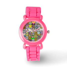 Judaika Retro 60er Psychedelic Shalom LIEBE Armbanduhr