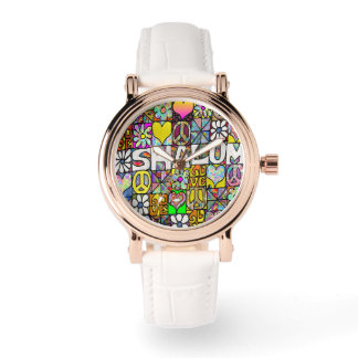 Judaika Retro 60er Psychedelic Shalom Watch Armbanduhr