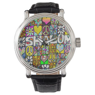 Judaika Retro 60er Psychedelic Shalom Watch Armbanduhr