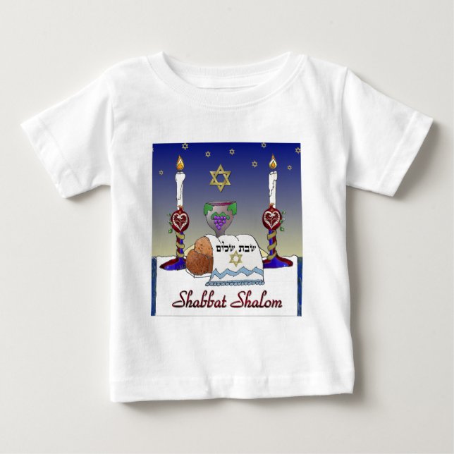 Judaika Shabbat Shalom Art Print Baby T-shirt (Vorderseite)