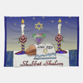 Judaika Shabbat Shalom Art Print Geschirrtuch