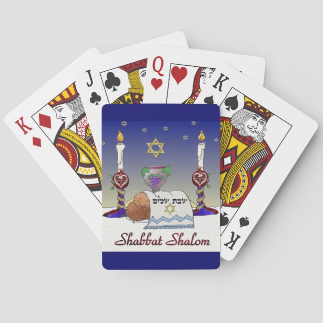 Judaika Shabbat Shalom Art Print Spielkarten (Rückseite)