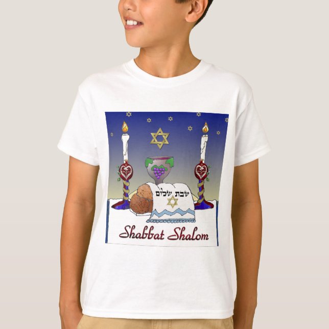 Judaika Shabbat Shalom Art Print T-Shirt (Vorderseite)