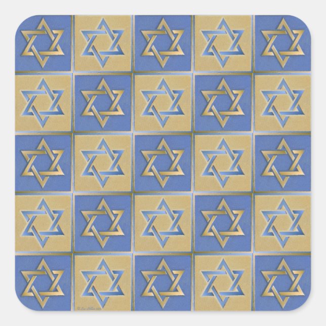 Judaika Star von David Metal Quadratischer Aufkleber (Vorderseite)