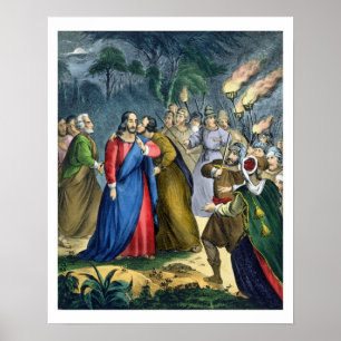 Judas verrät seinen Meister, aus einer Bibel gedru Poster