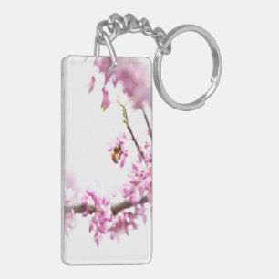 Judaspflaume und Honigbiene im Frühling Schlüsselanhänger