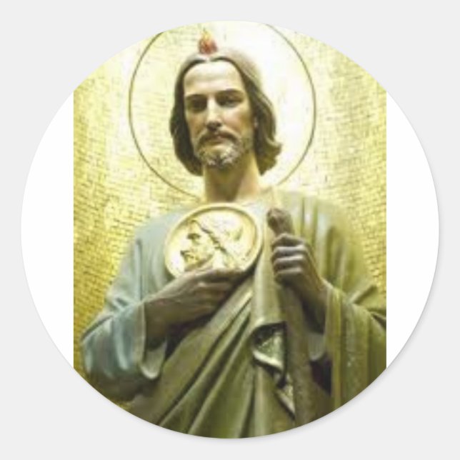 Jude mit Halo, Geschenk für Katholiken, Christen Runder Aufkleber (Vorderseite)