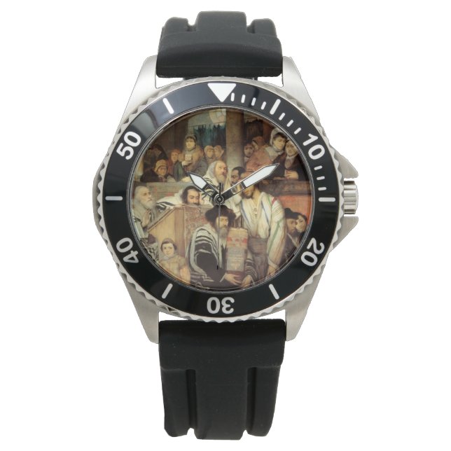 Juden, die in der Synagoge auf Jom Kippur beten Armbanduhr (Vorderseite)