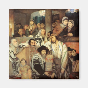 Juden, die in der Synagoge auf Jom Kippur beten Magnet