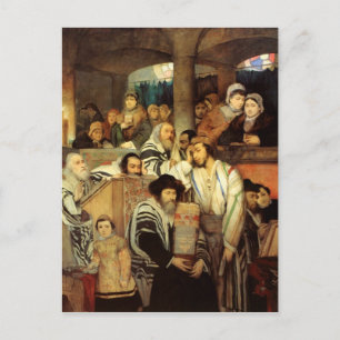 Juden, die in der Synagoge auf Jom Kippur beten Postkarte