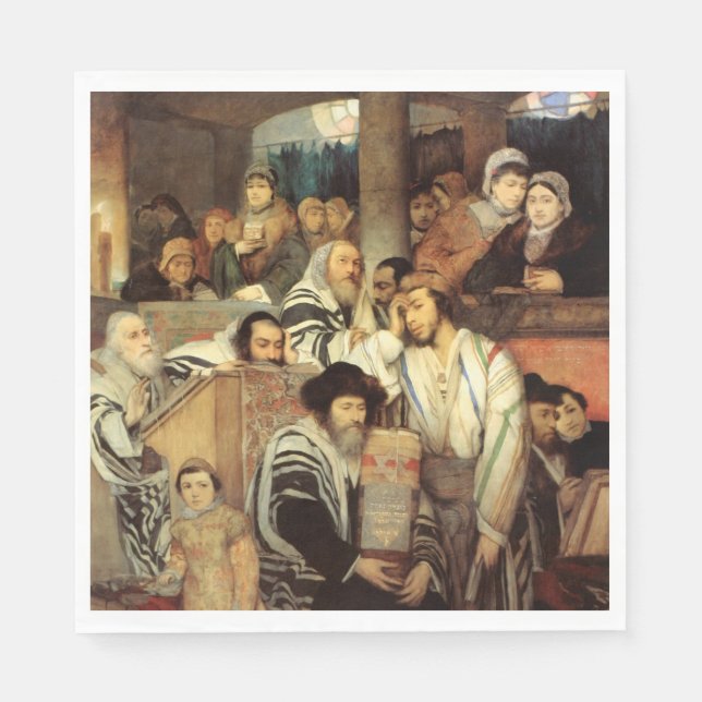 Juden, die in der Synagoge auf Jom Kippur beten Serviette (Vorderseite)