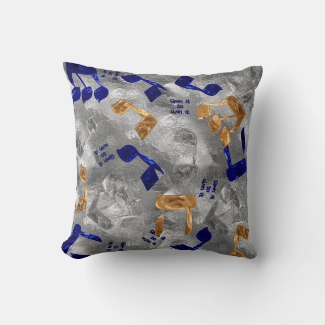 Juden-Hammered-Dreidel-Letters- Kissen (Vorderseite)