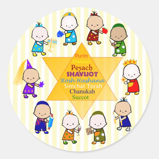 Juden Holiday Star Kids Round Sticker (Vorderseite)