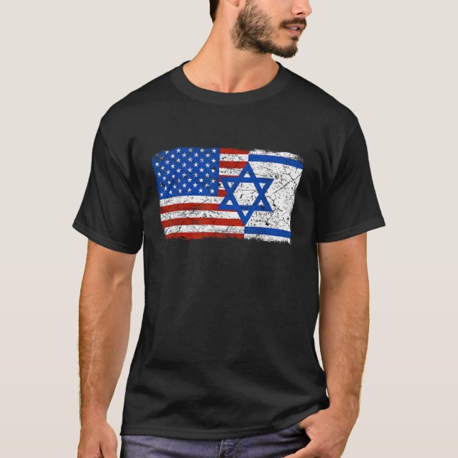 Judenflagge Israel Israel Amerika T-Shirt (Vorderseite)