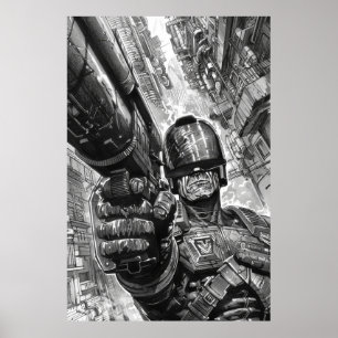 Judge Dredd mit Shotgun - Retro-Sci-Fi-Poster Poster