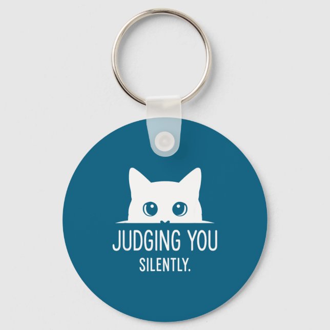 Judging You Silently - Funny Cat  Schlüsselanhänger (Vorderseite)