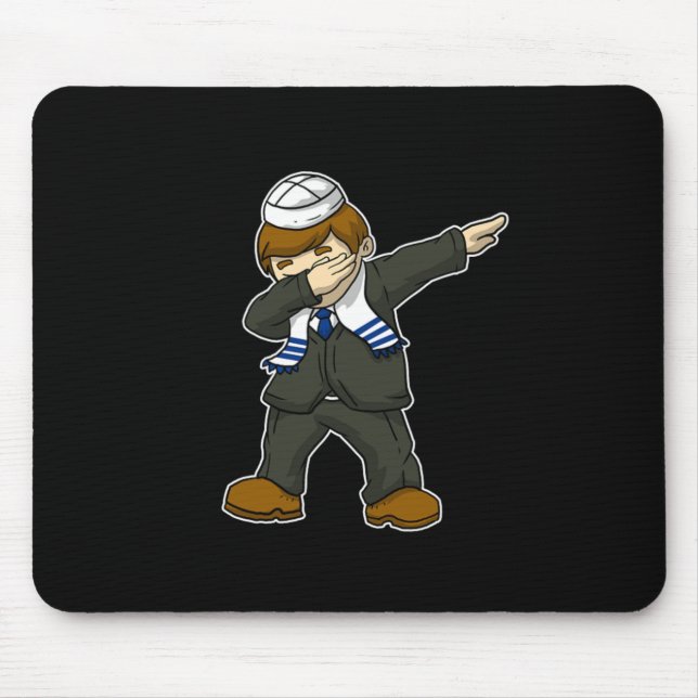 Jüdisch Bar Mitzvah Boy Dabbing Happy Hanukah Mousepad (Vorne)