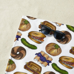 Jüdisch Deli Foods Pickle Reuben Blintz Knish Bage Strandtuch