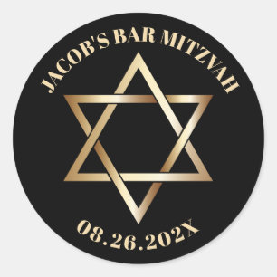Jüdische BAR MITZVAH Gold Star von David Black Runder Aufkleber