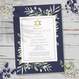 Jüdische Beerdigung der Lebensgrün Blau Einladung