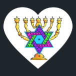 Jüdische Candlesticks Herz-Aufkleber<br><div class="desc">Wenn Sie jüdische Geschenke,  Geschenkideen für Bas und Bar Mitzvah,  Hochzeiten oder jüdische Feiertage wie Hanukka und Pessach suchen,  besuchen Sie bitte unsere Grußkarten,  Babygeschenke und Geburtstagsgeschenke.</div>