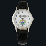 Jüdische Candlesticks Shalom Watch Armbanduhr<br><div class="desc">Jewish Candlesticks and Traditional Personalized Ohrts and Apparel</div>
