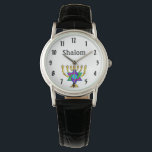 Jüdische Candlesticks Shalom Watch Armbanduhr<br><div class="desc">Jewish Candlesticks and Traditional Personalized Ohrts and Apparel</div>
