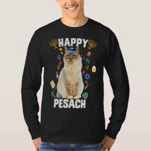 Jüdische Cat Kippah Happy Pesach Matzah Pessach Ho T-Shirt