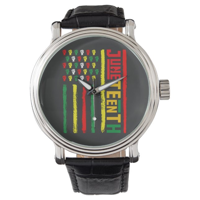 Jüdische Flagge feiert Schwarze Freiheit 1865 Armbanduhr (Vorderseite)
