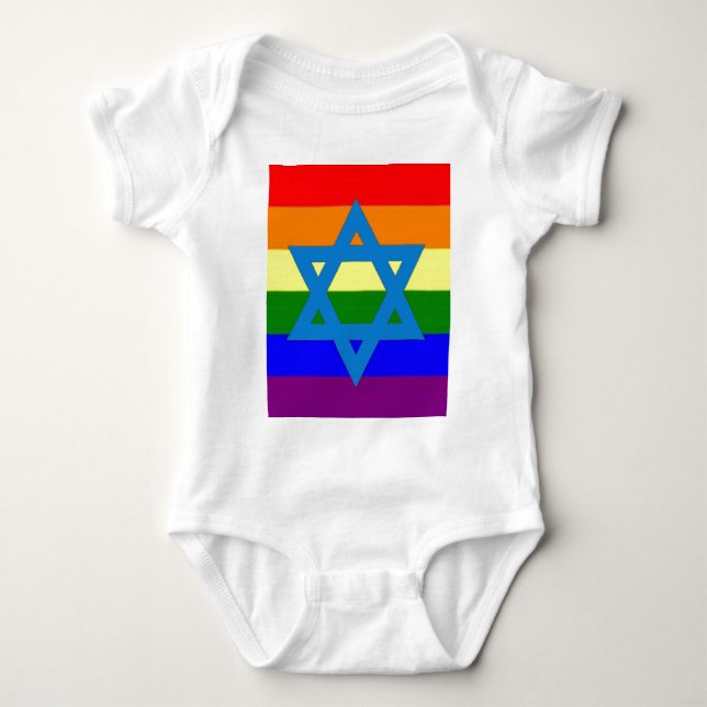 Jüdische Gay Pride-Flagge Baby Strampler (Vorderseite)