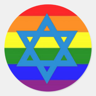Jüdische Gay Pride-Flagge Runder Aufkleber