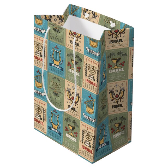 Jüdische Geschenke - Weihnachtsgeschenke - Hanukka Mittlere Geschenktüte (Rückseite Schrägansicht)