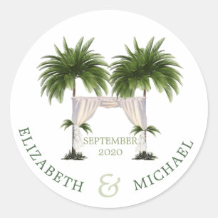 Jüdische Hochzeit Chuppah Elegante Moderner Palm Runder Aufkleber