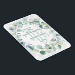 Jüdische Hochzeit in Watercolor Ani Ledodi Magnet<br><div class="desc">Teil einer Reihe jüdischer Hochzeitsdesigns mit zarten botanischen Designs mit goldenen Touchs. Schöner,  zarter Eukalyptuskranz mit hebräischem Zitat aus dem biblischen Buch Song of Songs,  "Ani le'dodi ve'dodi li". Eine großartige Ergänzung zu den Einladungen und der Hochzeitsdekoration,  um Ihre Chuppah-Feiern einzigartig und schön zu machen.</div>