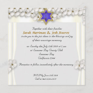 Jüdische Hochzeit mit weißen Blume Einladung