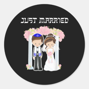 Jüdische Hochzeit nur verheiratet Chuppah Bride Gr Runder Aufkleber