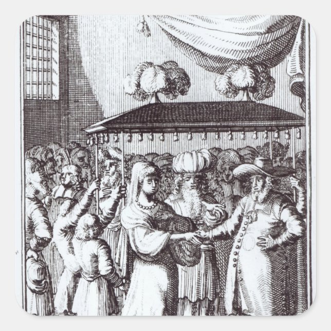 jüdische Hochzeit Quadratischer Aufkleber (Vorderseite)