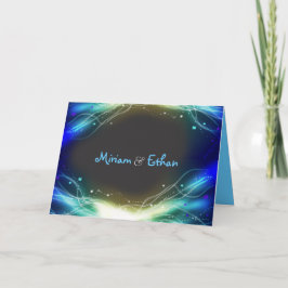 Jüdische Hochzeit von glühenden Neon Stars Dankesc Dankeskarte