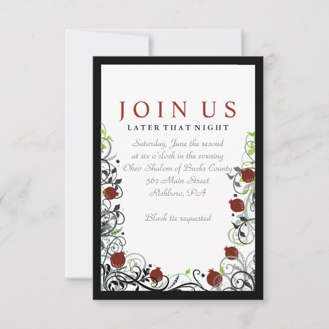 Jüdische Hochzeitskarte des Pomegranats - Party Einladung (Vorderseite)