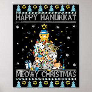 Jüdische Katze Frohe Weihnachten Frohes Chanukka C Poster