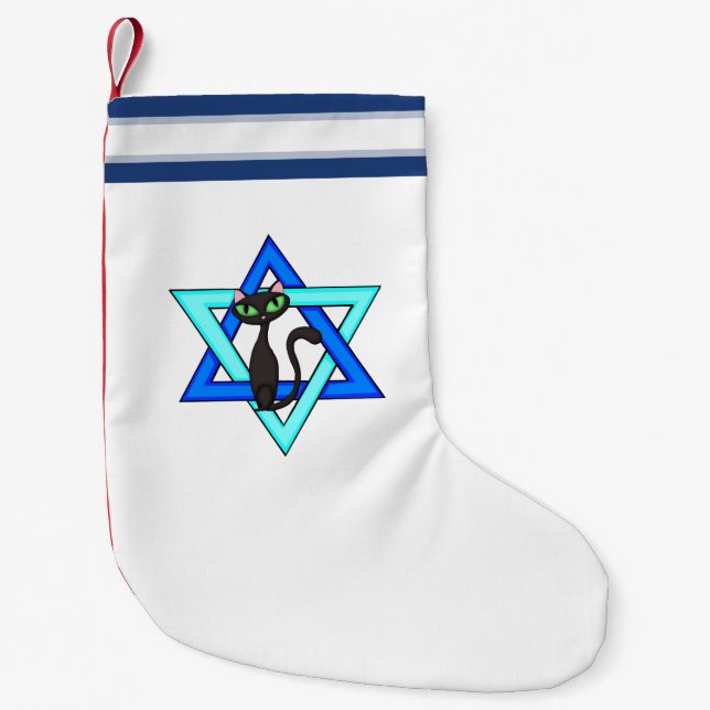 Jüdische Katzen-Sterne Kleiner Weihnachtsstrumpf (Vorderseite)