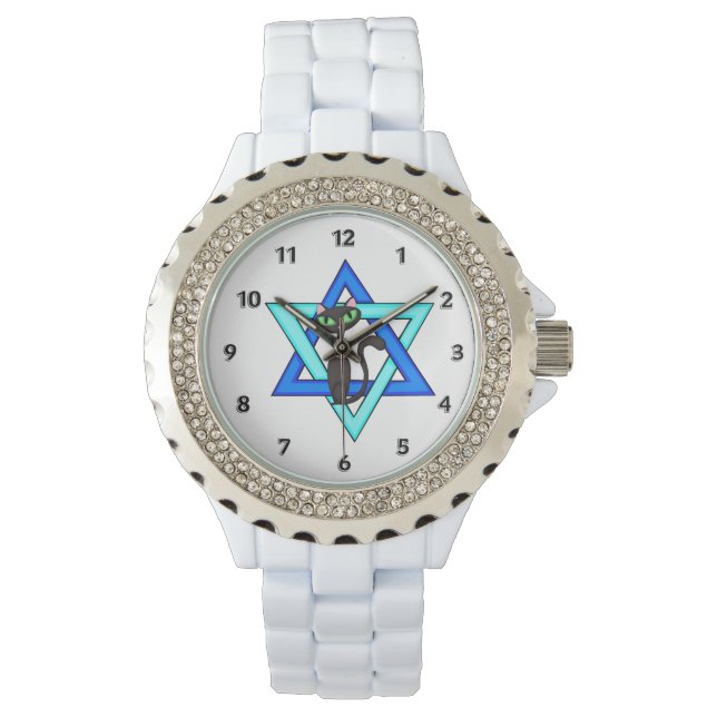 Jüdische Katzenstars Armbanduhr (Vorderseite)