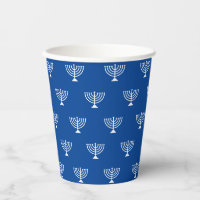 Jüdische Menorah blaues und weißes Muster Rosh Has